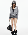 IAMXIAA Deep V Batwing Knit Top