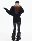 IAMXIAA Deep V Batwing Knit Top