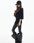 IAMXIAA Deep V Batwing Knit Top