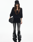 IAMXIAA Deep V Batwing Knit Top