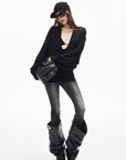 IAMXIAA Deep V Batwing Knit Top