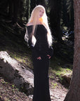 Rase le sol Off-Shoulder Fitted Knit Evening Dress