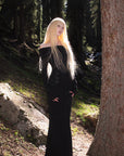 Rase le sol Off-Shoulder Fitted Knit Evening Dress