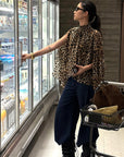 ROVENTE Leopard Chiffon Cape Top