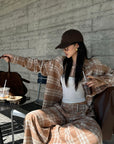 ROVENTE Checked Wide-Leg Pants