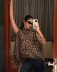 ROVENTE Leopard Chiffon Cape Top