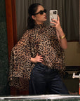 ROVENTE Leopard Chiffon Cape Top