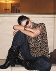 ROVENTE Leopard Chiffon Cape Top