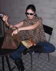 ROVENTE Leopard Chiffon Cape Top
