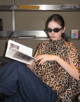 ROVENTE Leopard Chiffon Cape Top