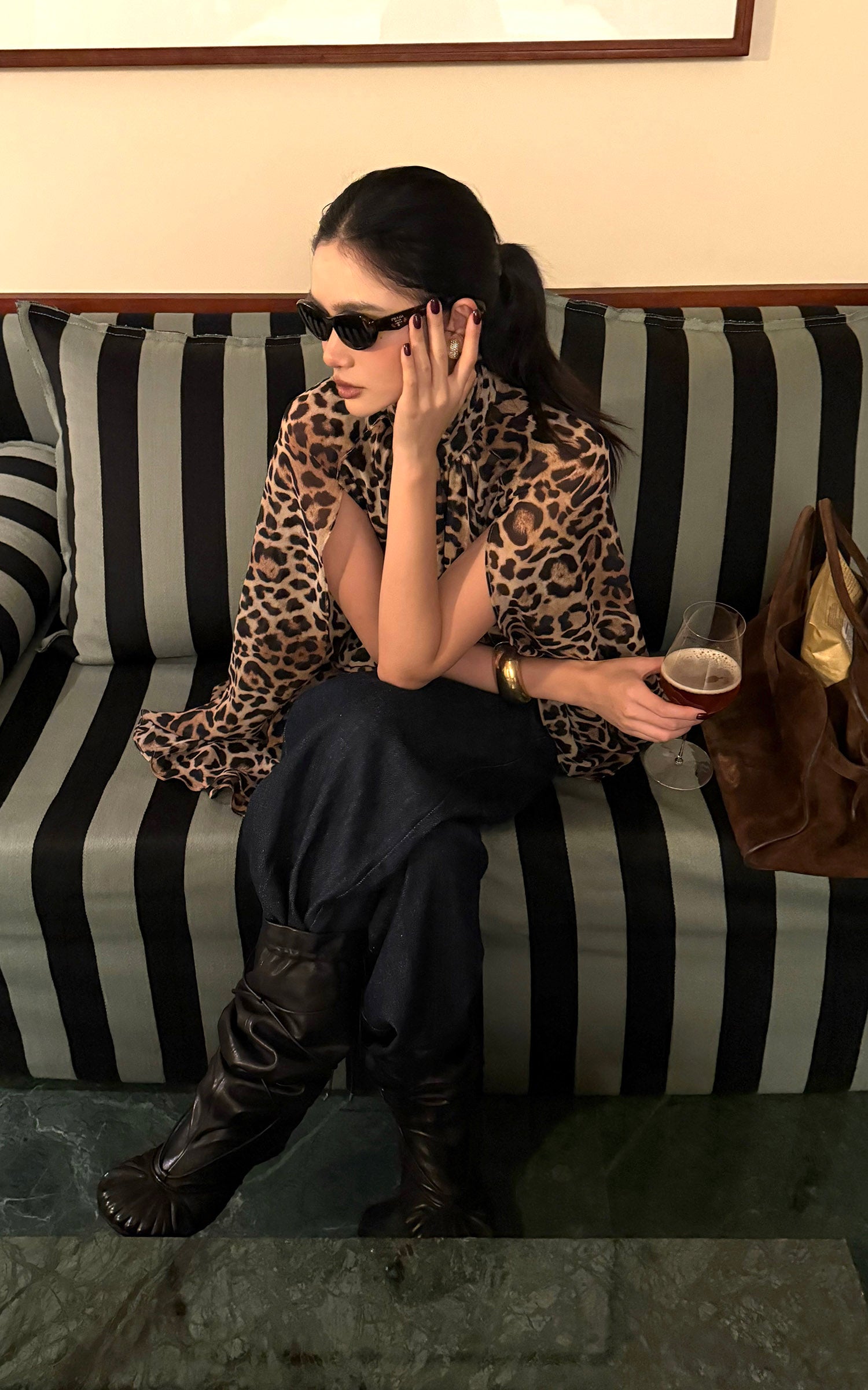 ROVENTE Leopard Chiffon Cape Top