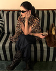 ROVENTE Leopard Chiffon Cape Top