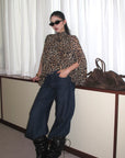 ROVENTE Leopard Chiffon Cape Top