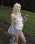 Rase le sol Wool-Blend Zip Front Strapless Knit Top
