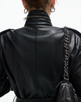 IAMXIAA Belted High-Neck Faux Leather Jacket