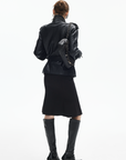 IAMXIAA Belted High-Neck Faux Leather Jacket