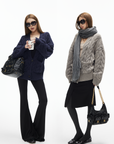 IAMXIAA Cable Knit Button Cardigan Relaxed Fit