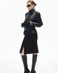 IAMXIAA Belted High-Neck Faux Leather Jacket