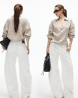 IAMXIAA Wide Leg Structured Denim Pants