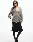 IAMXIAA Cable Knit Button Cardigan Relaxed Fit