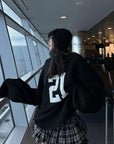 WARDEN EDGE Oversized Knit Sweater with Textured Number Motif