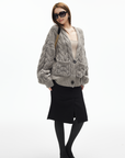 IAMXIAA Cable Knit Button Cardigan Relaxed Fit