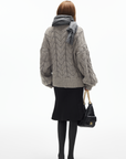 IAMXIAA Cable Knit Button Cardigan Relaxed Fit