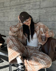 ROVENTE Checked Wide-Leg Pants