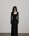 DOINDULGE Wool Velvet Long Dress with Corset Waist
