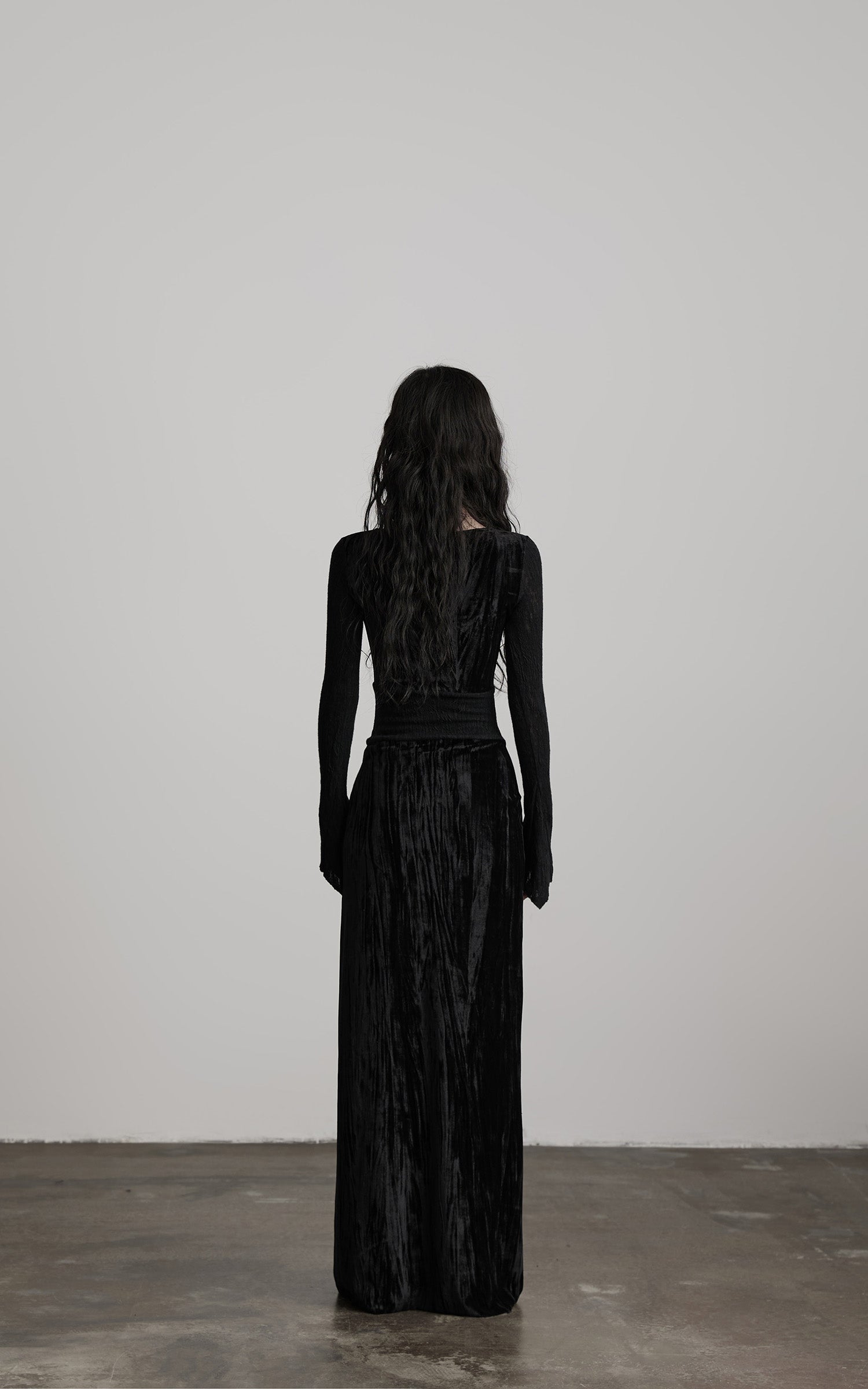 DOINDULGE Wool Velvet Long Dress with Corset Waist