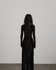 DOINDULGE Wool Velvet Long Dress with Corset Waist