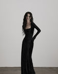DOINDULGE Wool Velvet Long Dress with Corset Waist