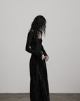 DOINDULGE Wool Velvet Long Dress with Corset Waist