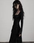 DOINDULGE Wool Velvet Long Dress with Corset Waist