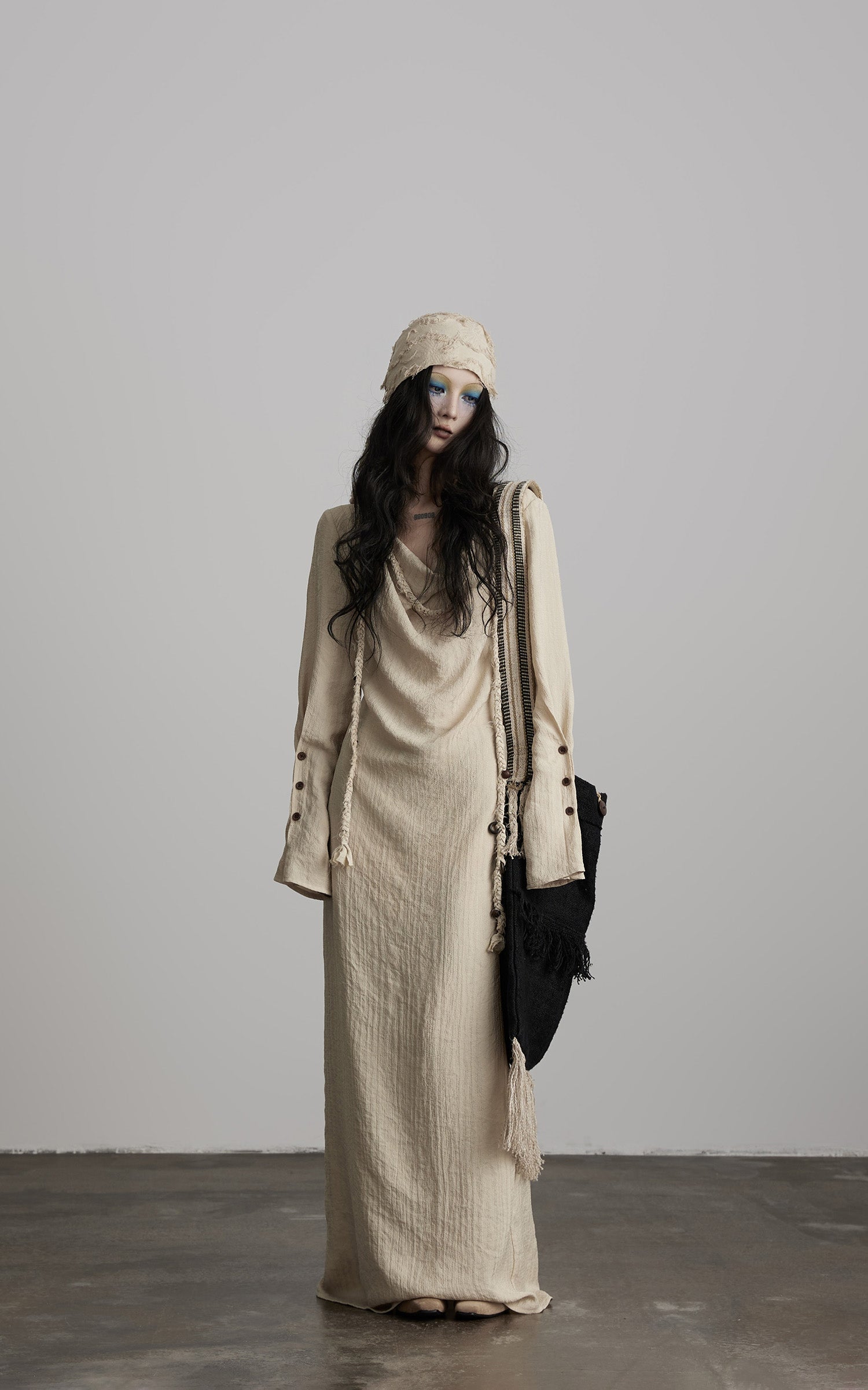 DOINDULGE Textured Draped Maxi Dress