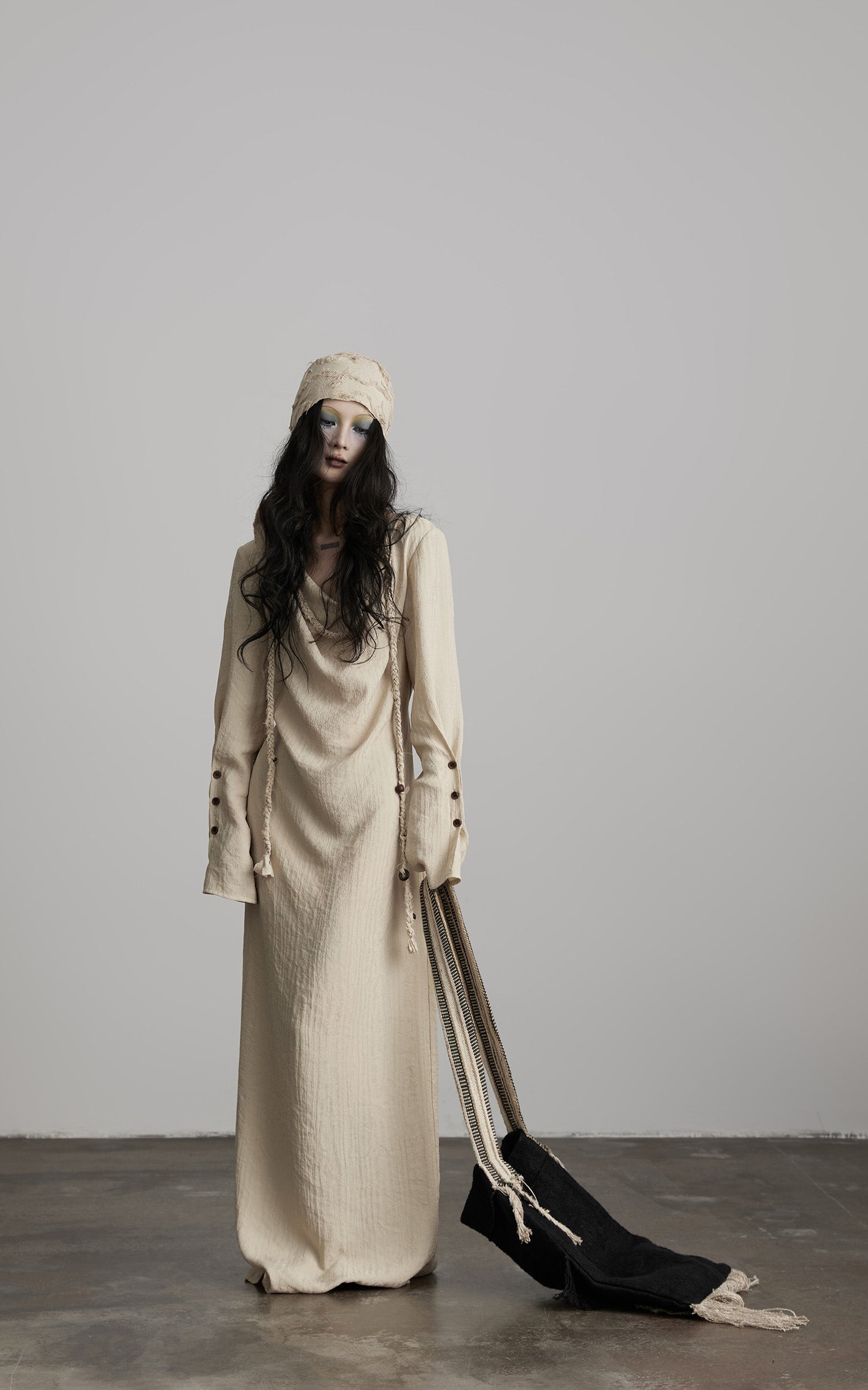 DOINDULGE Textured Draped Maxi Dress