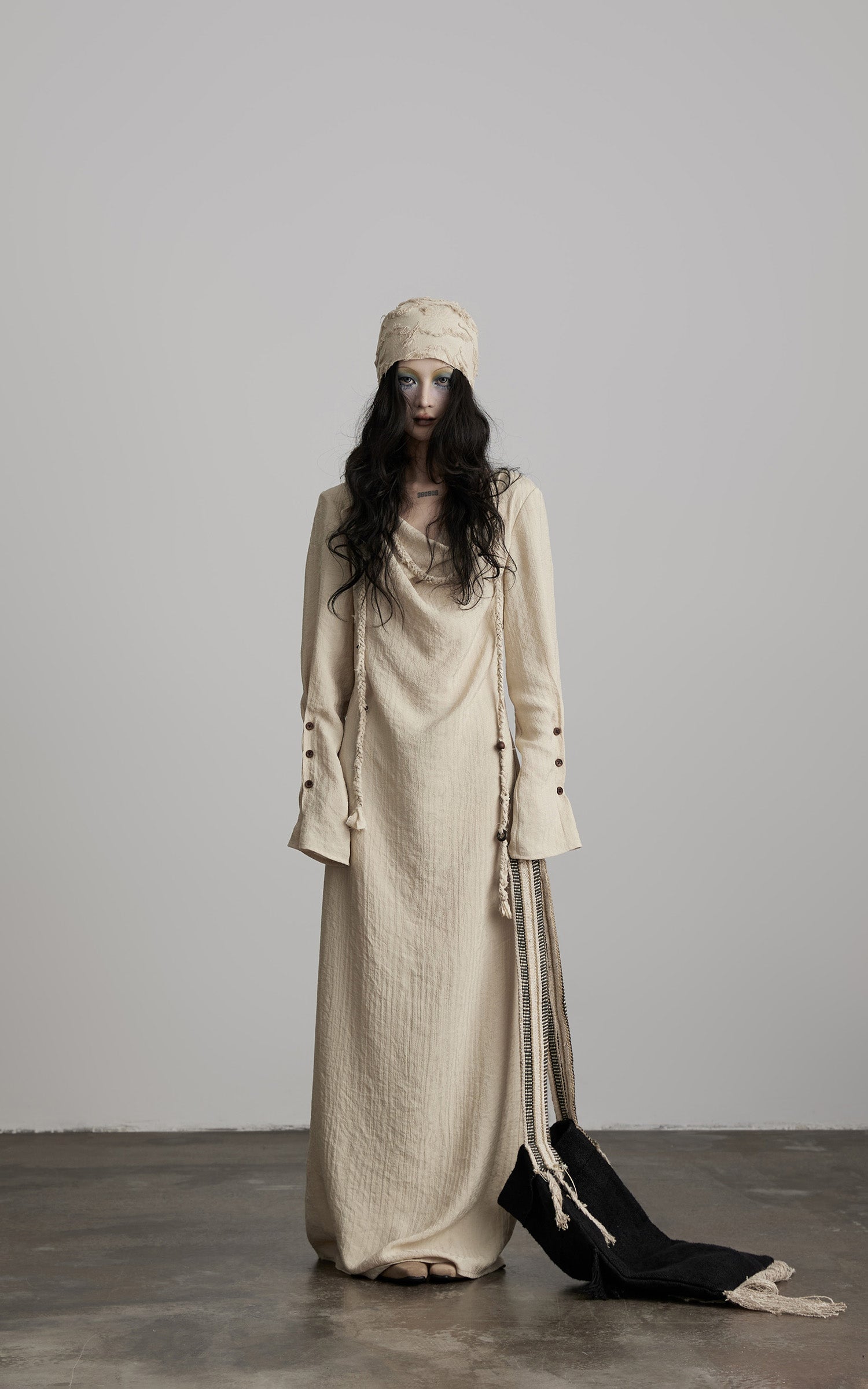 DOINDULGE Textured Draped Maxi Dress