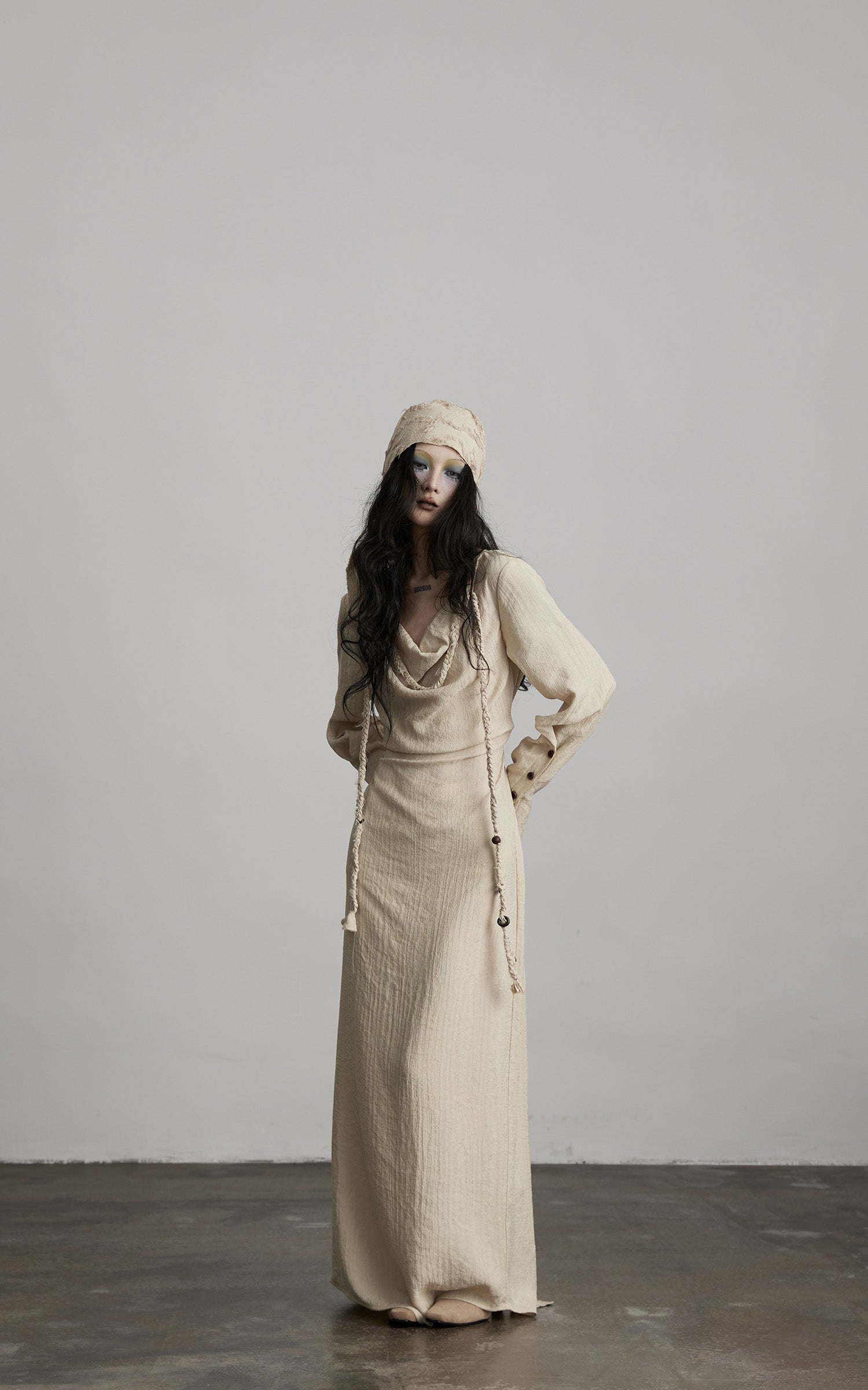 DOINDULGE Textured Draped Maxi Dress
