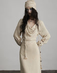 DOINDULGE Textured Draped Maxi Dress