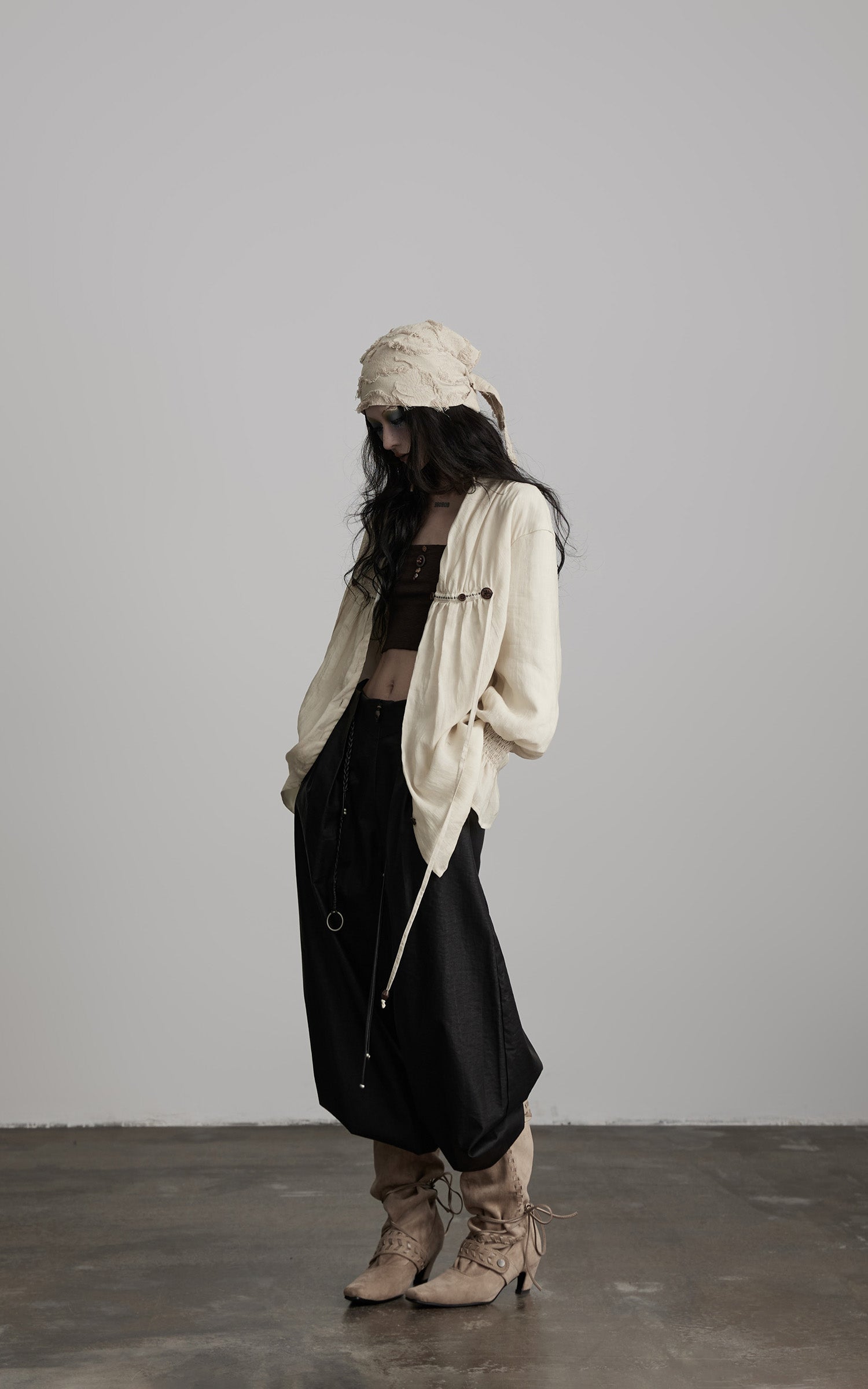DOINDULGE Relaxed Pleated Shirt Jacket