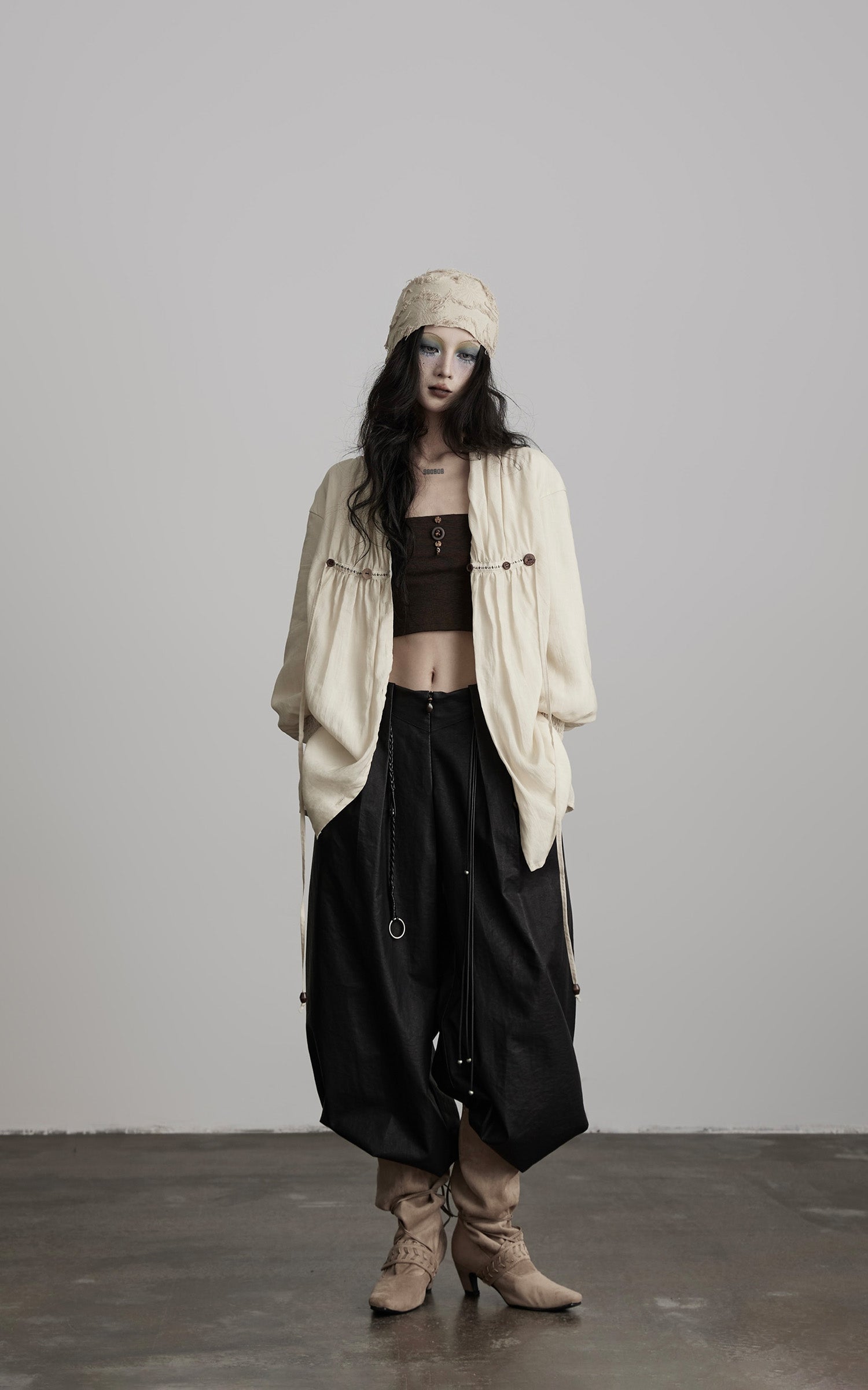 DOINDULGE Relaxed Pleated Shirt Jacket
