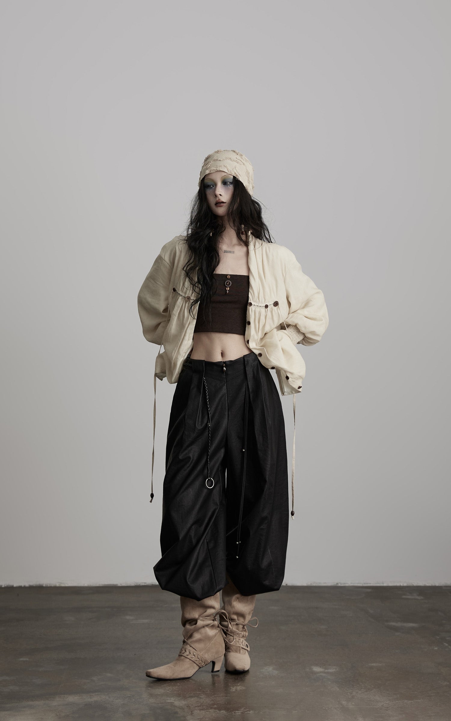DOINDULGE Relaxed Pleated Shirt Jacket
