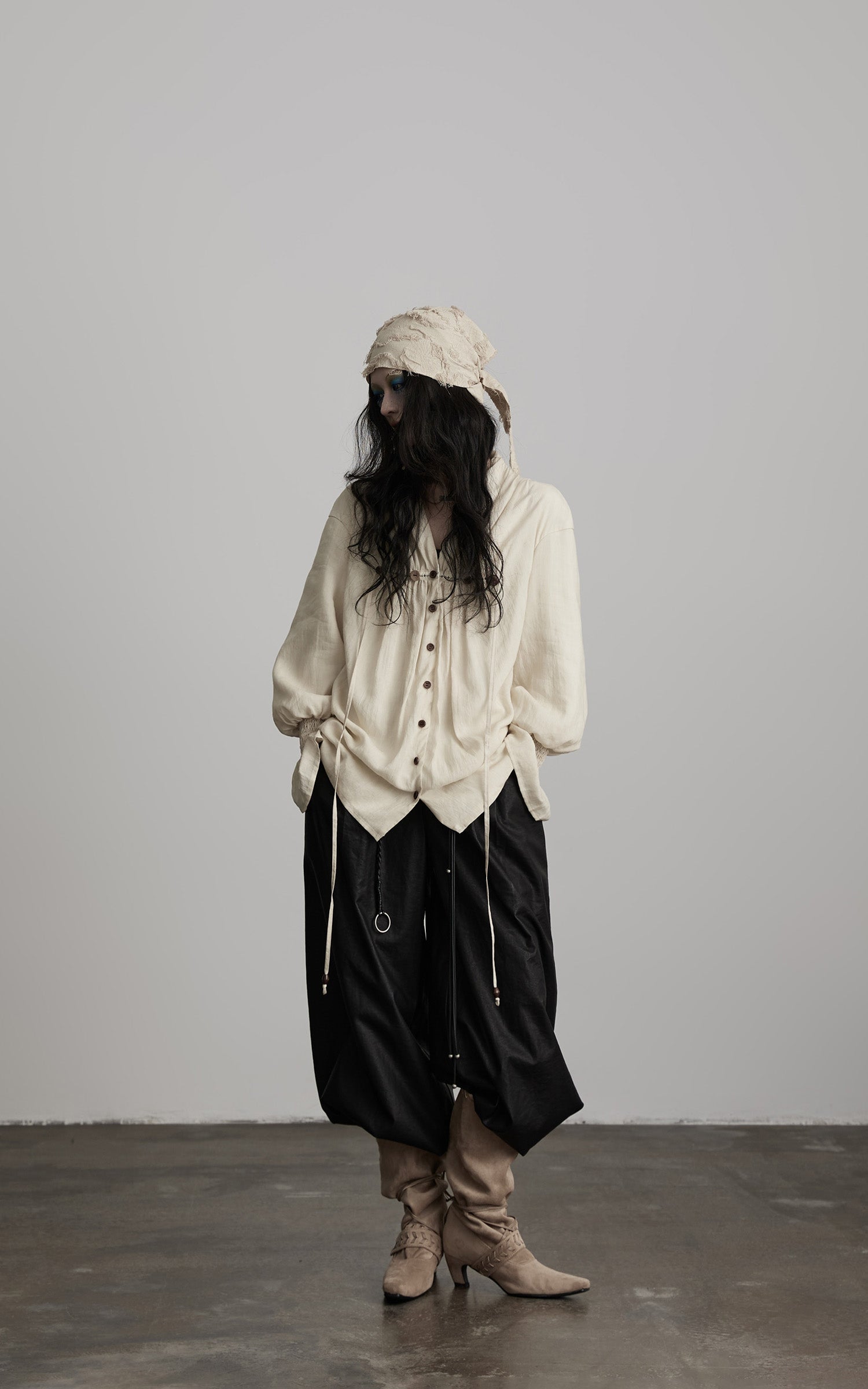 DOINDULGE Relaxed Pleated Shirt Jacket