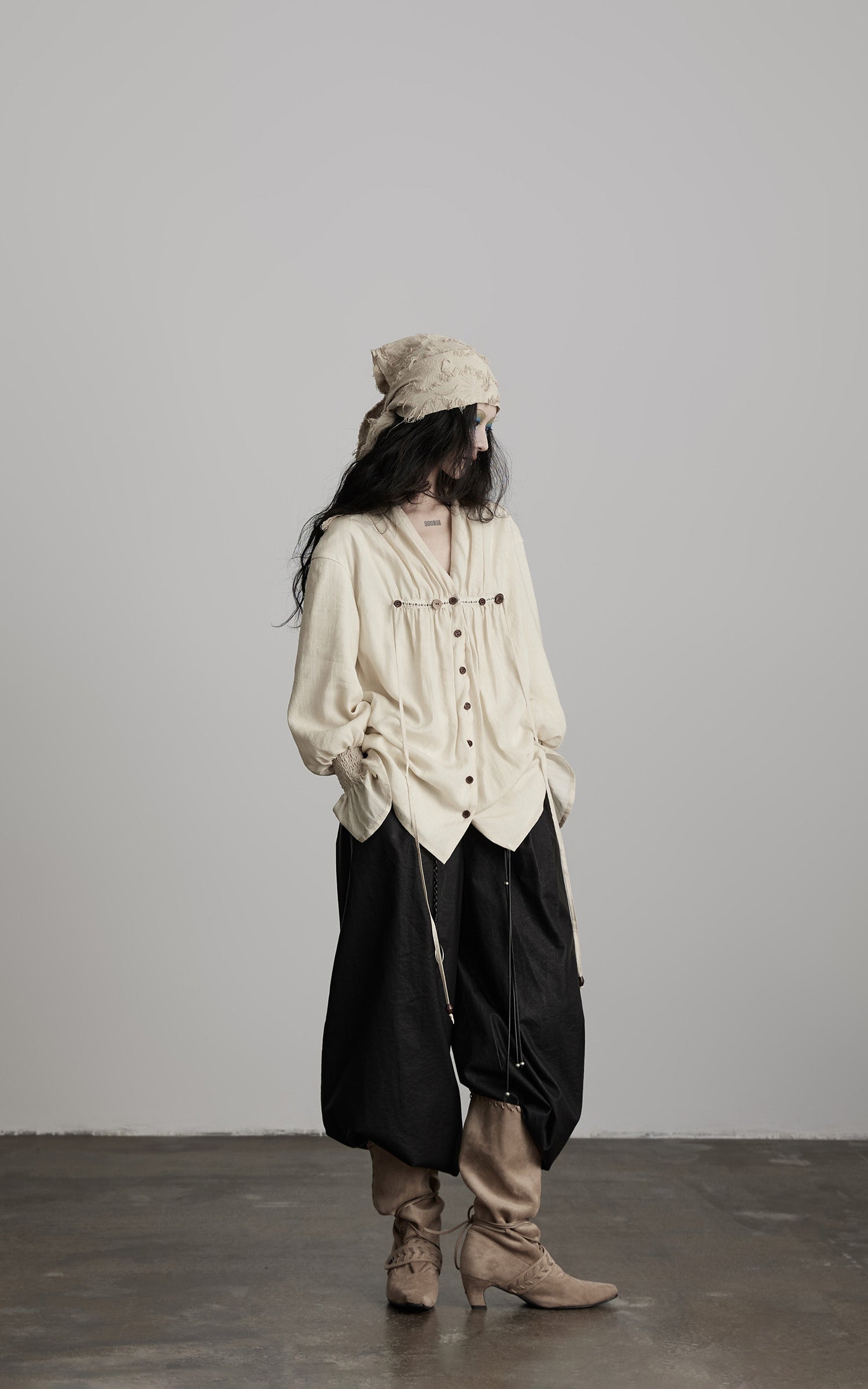 DOINDULGE Relaxed Pleated Shirt Jacket