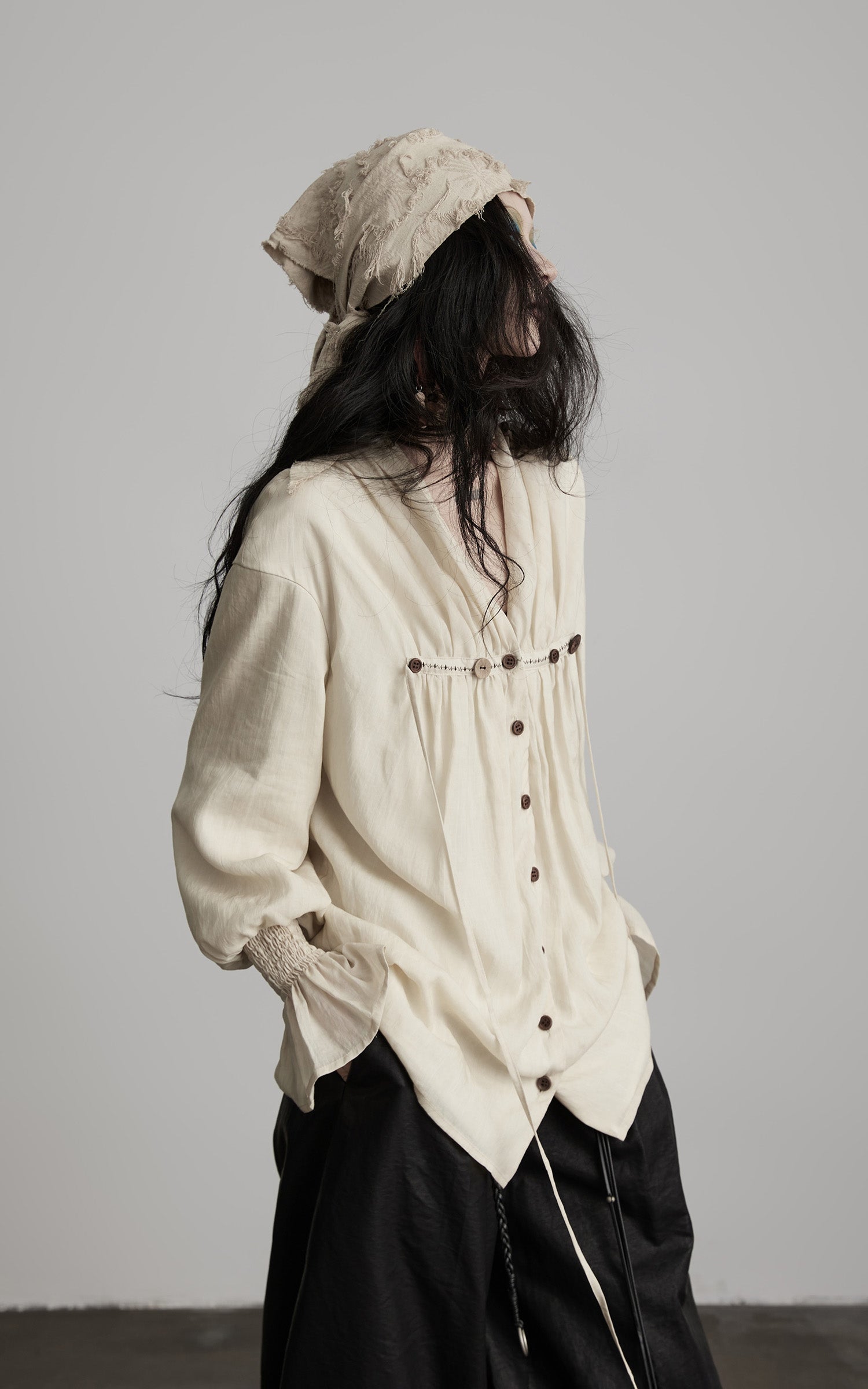 DOINDULGE Relaxed Pleated Shirt Jacket