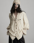 DOINDULGE Relaxed Pleated Shirt Jacket