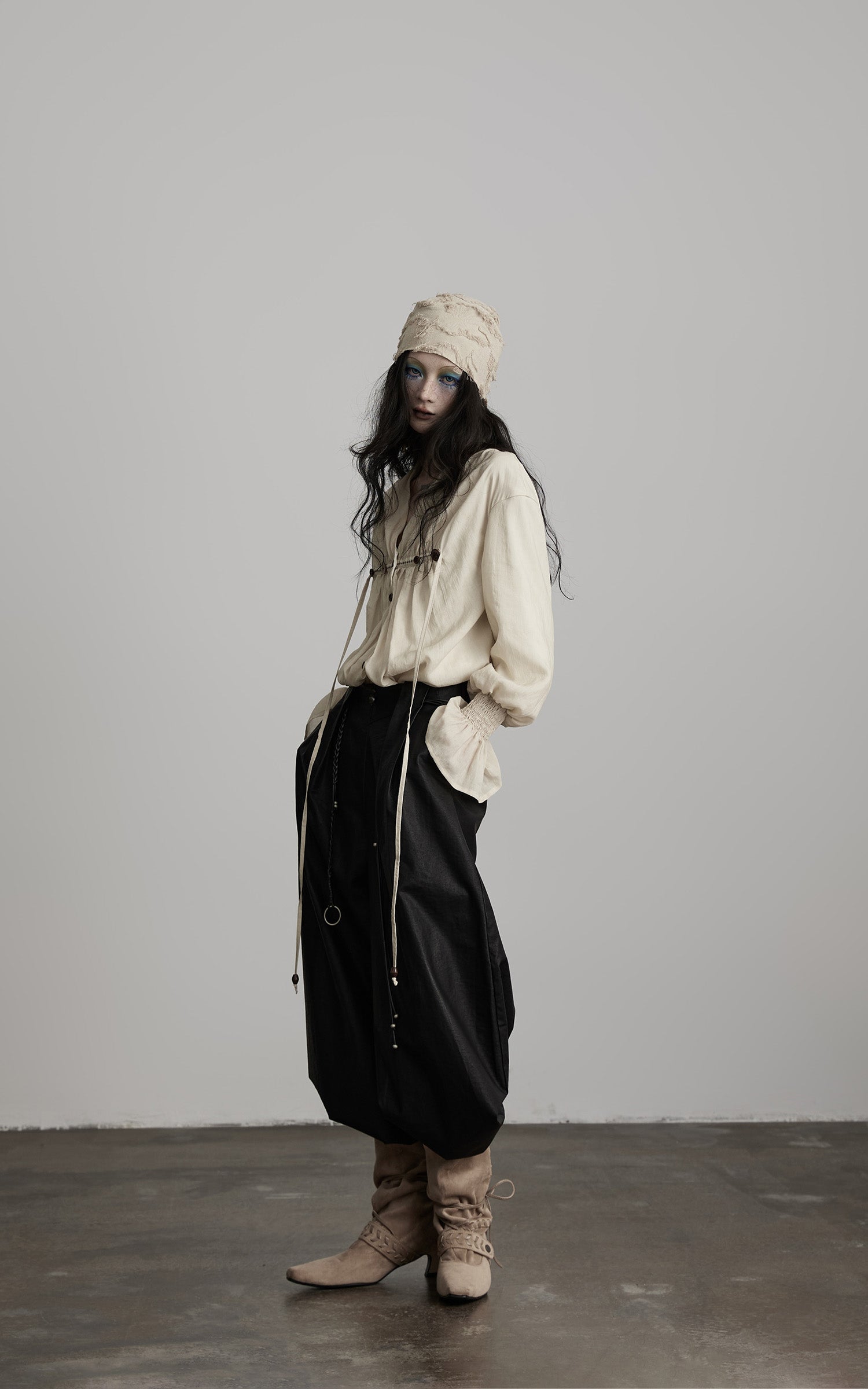 DOINDULGE Relaxed Pleated Shirt Jacket