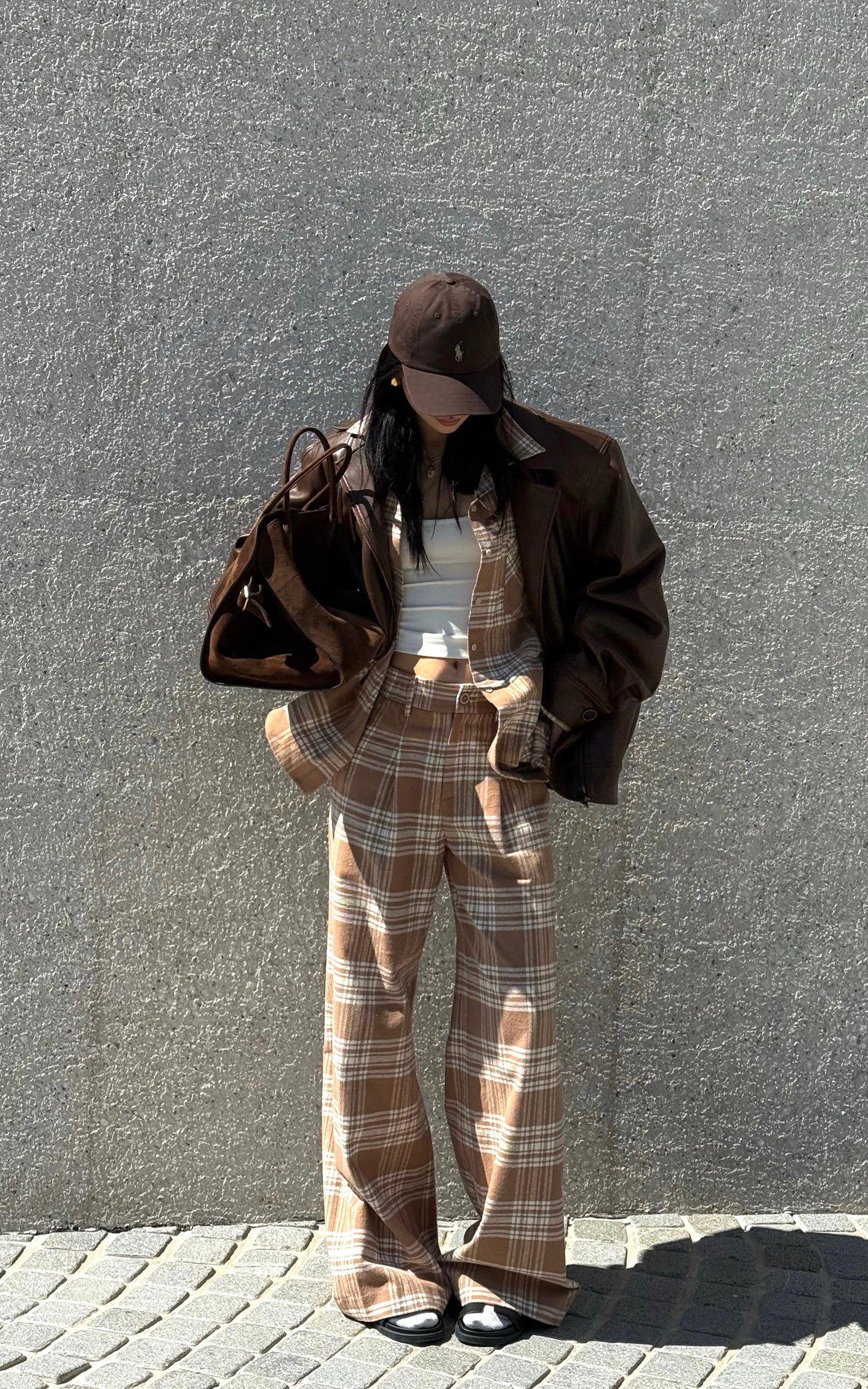 ROVENTE Checked Wide-Leg Pants