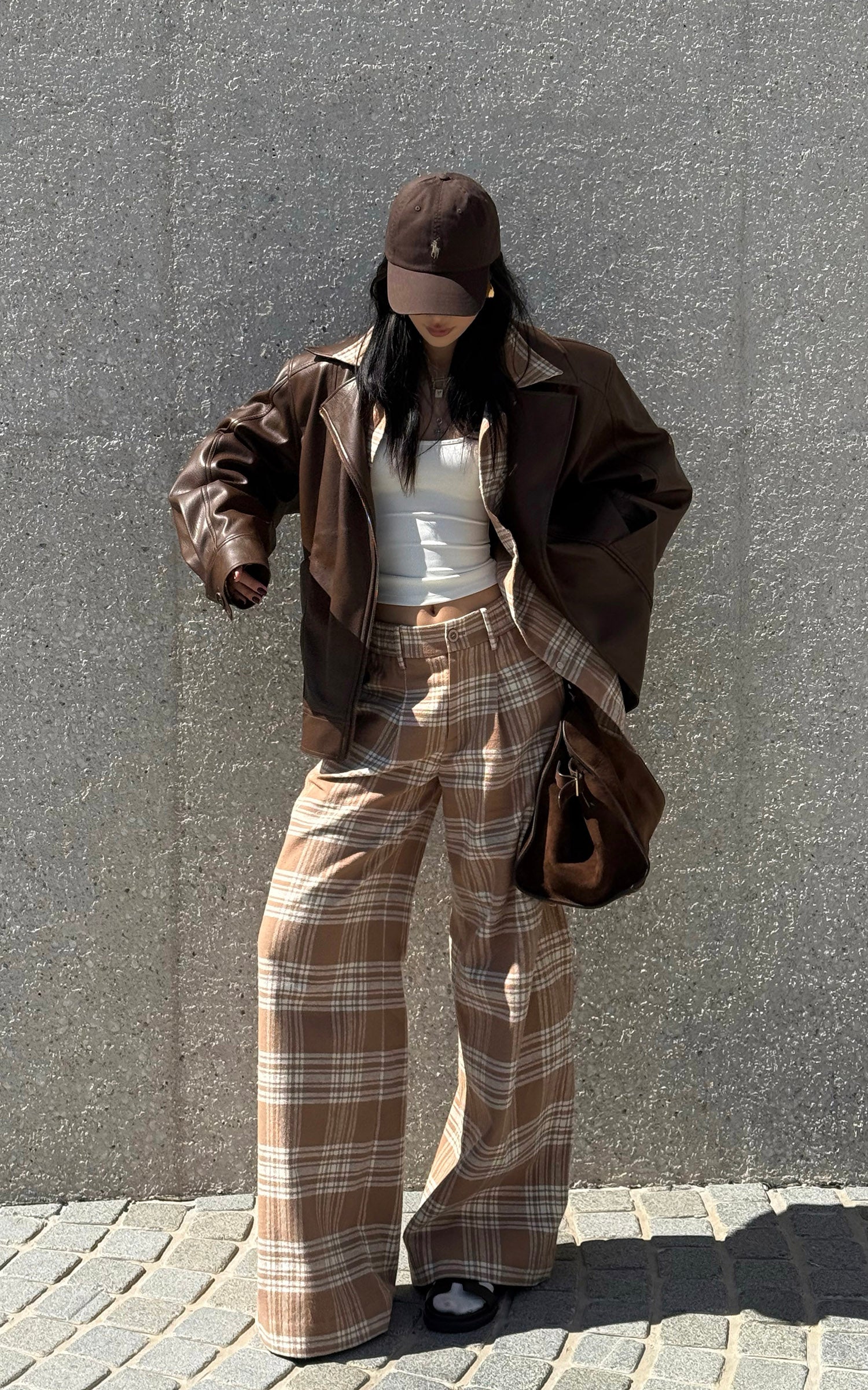 ROVENTE Checked Wide-Leg Pants