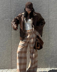ROVENTE Checked Wide-Leg Pants